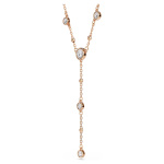 Imber Y necklace Round cut, White, 18K rose gold finish